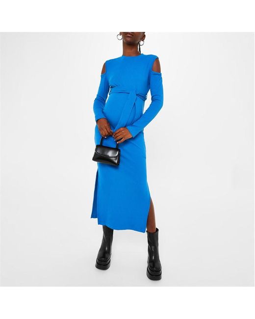 Missguided Rib Belted Cold Shoulder Maternity Midi Dress