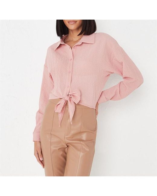Missguided Tall Crinkle Tie Front Shirt