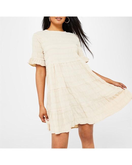 I Saw It First Textured Shirred Smock Dress