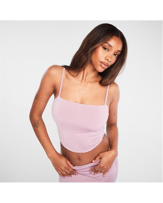 Missguided Co Ord Strappy Corset Slinky Crop Top