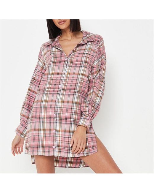 Missguided Check Oversized Shirt Dress