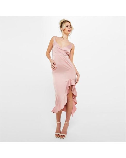 Missguided Textured Wrap Frill Midaxi Dress