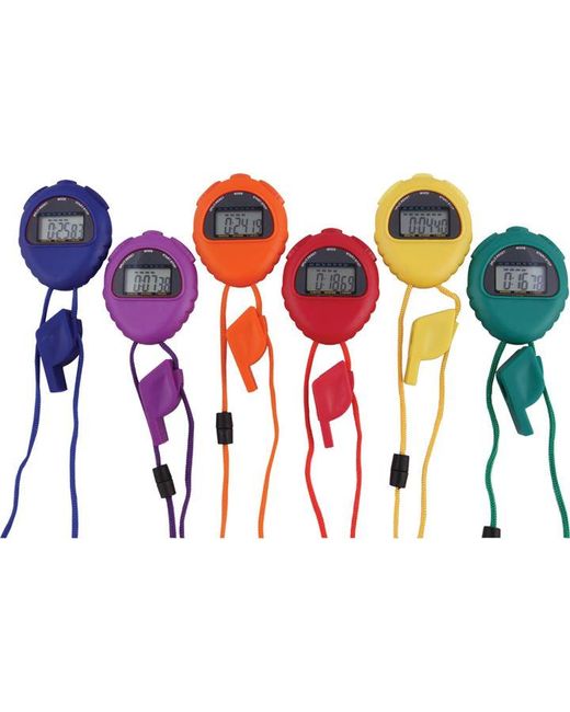 Sports Directory Colored Stopwatch Whistle Pack Set of 6
