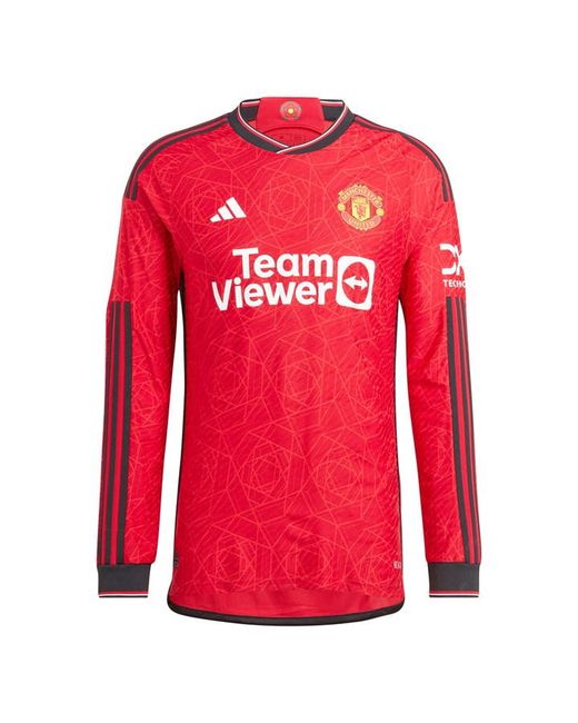 Adidas Manchester United Long Sleeve Home Shirt 2023 2024 Adults