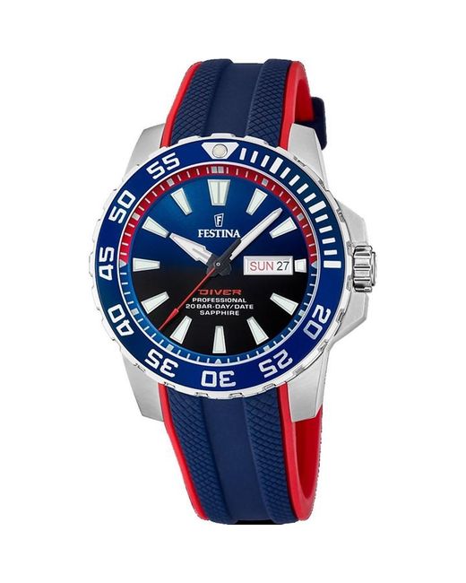 Festina Gents Diver Blue and Red Watch F20662/1