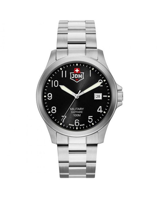 Jdm Military Gents Alpha I Steel Black Dial Watch JDM-WG001-09