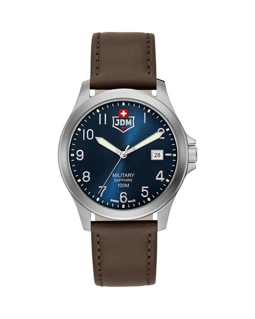 Jdm Military Alpha I Blue Dial Brown Leather Watch
