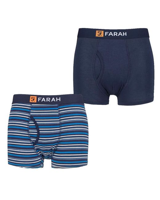 Farah 2 Pack Striped Cotton Keyhole Boxer Shorts