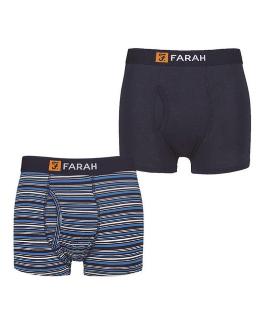 Farah 2 Pack Striped Bamboo Keyhole Boxer Shorts