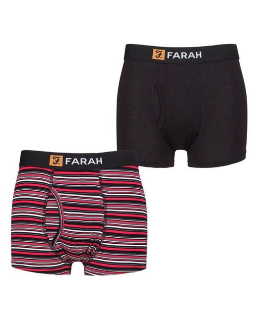 Farah 2 Pack Striped Bamboo Keyhole Boxer Shorts