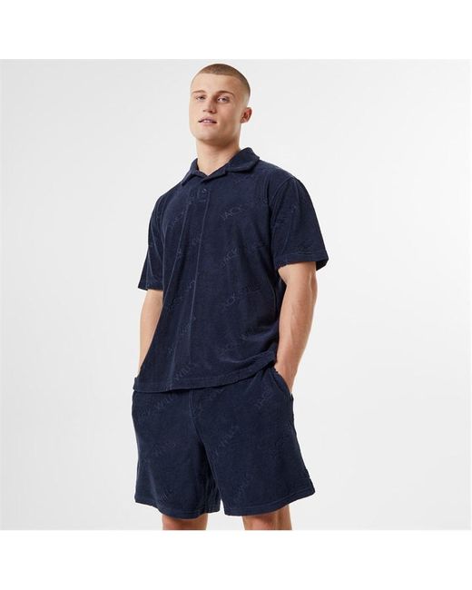 Jack Wills Logo Repeat Towelling Polo Shirt