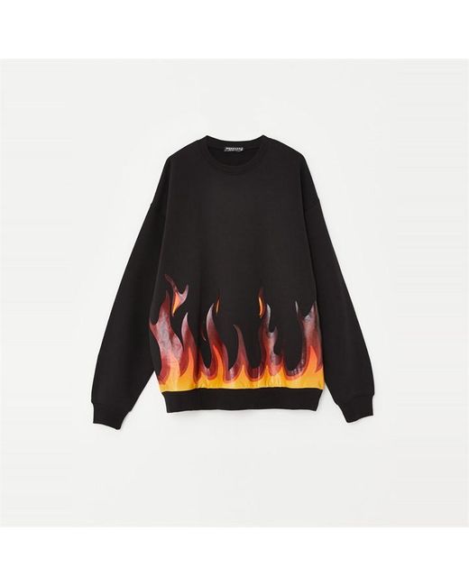 Mennace Flame Graphic Print Relaxed Fit Sweatshirt