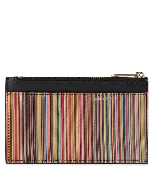 Paul Smith Signature Stripe Leather Zip Pouch
