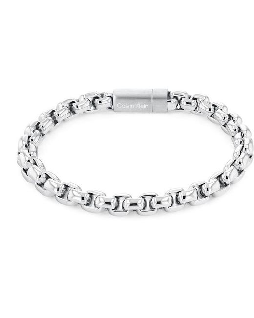 Calvin Klein Gents stainless steel brushed box chain bracelet
