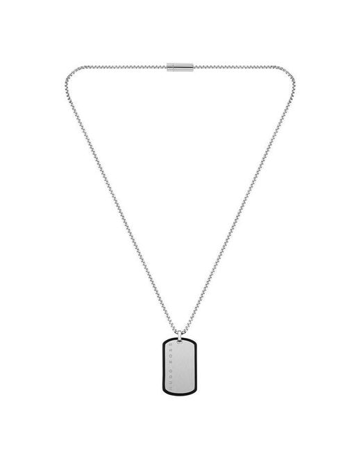 Boss Gents ID Brushed Stainless Steel Dog Tag Necklace