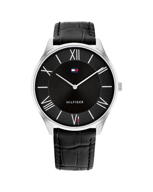 Tommy Hilfiger watch with black croc leather strap