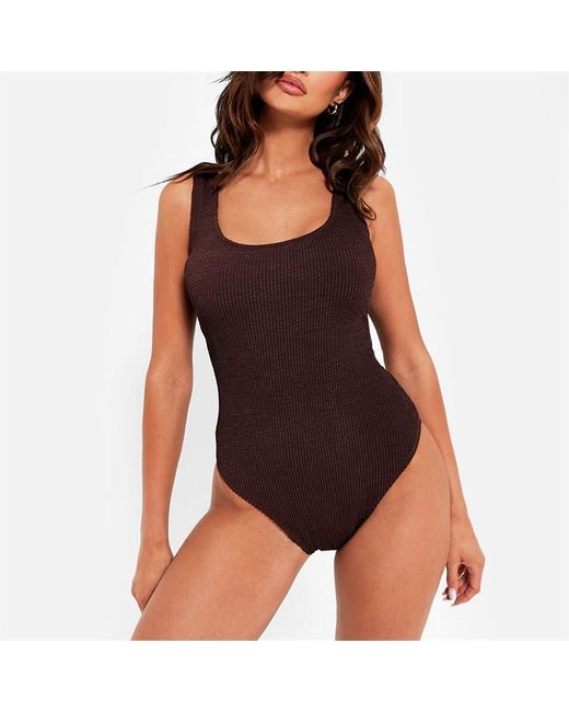 I Saw It First Crinkle High Leg Scoop Neck Swimsuit