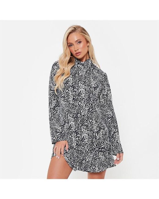 I Saw It First Printed High Neck Smock Dress