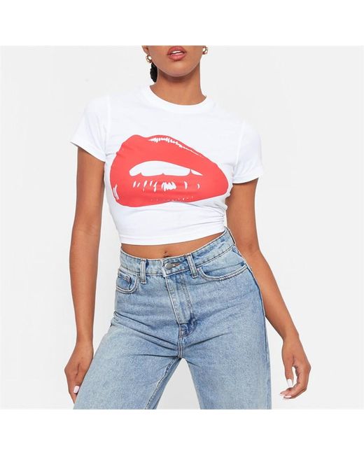 I Saw It First Lips Graphic Cropped T Shirt