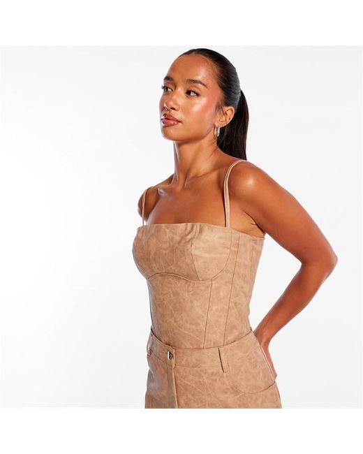 Missguided Co Ord Faux Leather Underbust Detail Corset Top