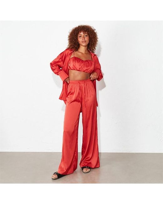 I Saw It First Satin Wide Leg Trousers Co-Ord