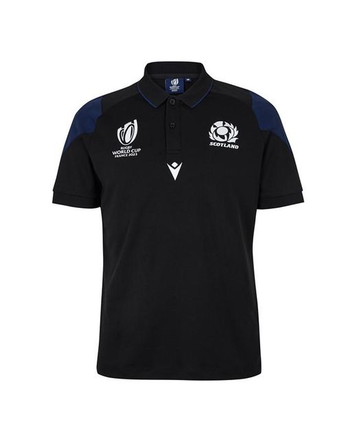 Macron Scotland Rugby Travel Polo Shirt 2023 2024 Adults