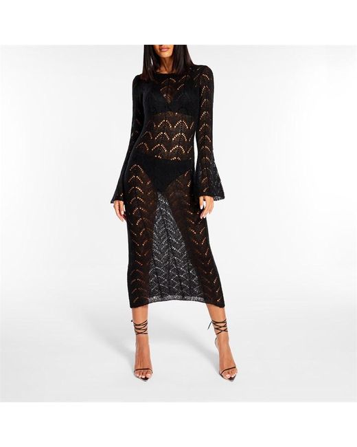 Missguided Sheer Pointelle Knit Maxi Dress