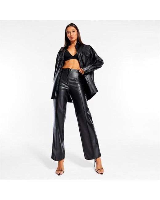 Missguided Straight Leg Faux Leather Trousers