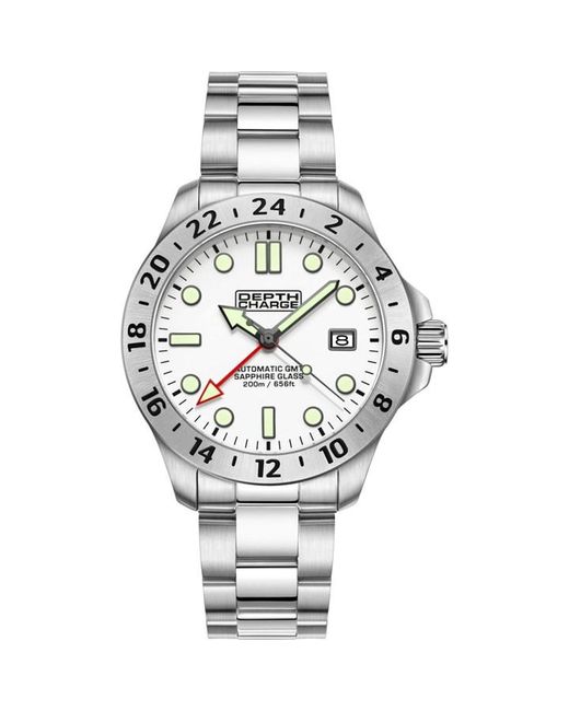 Depth Charge Stainless Steel White Dial Dive Watch