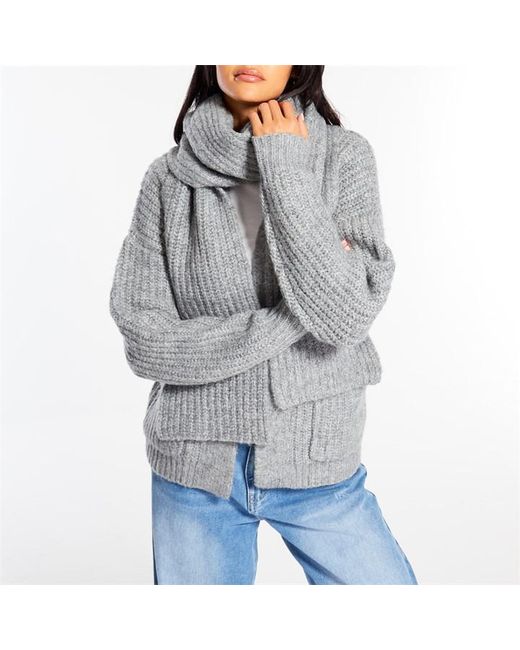 Missguided Scarf Detail Chunky Knit Cardigan