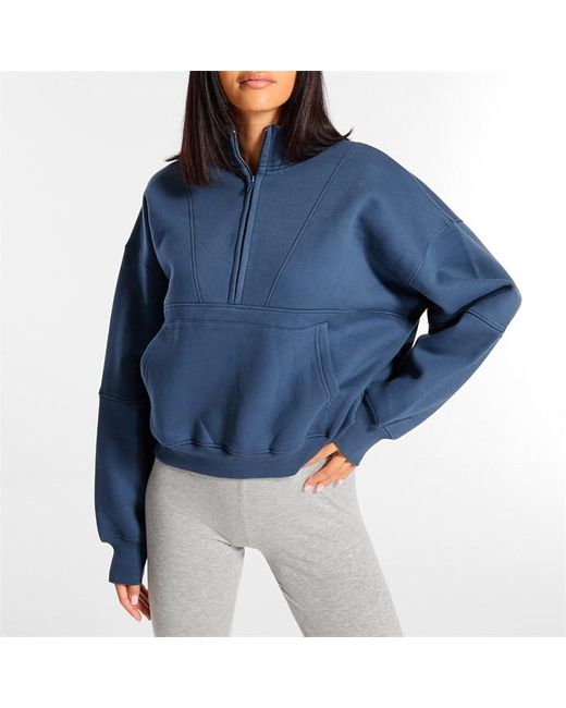 Missguided Half Zip Fleece Sweatshirt