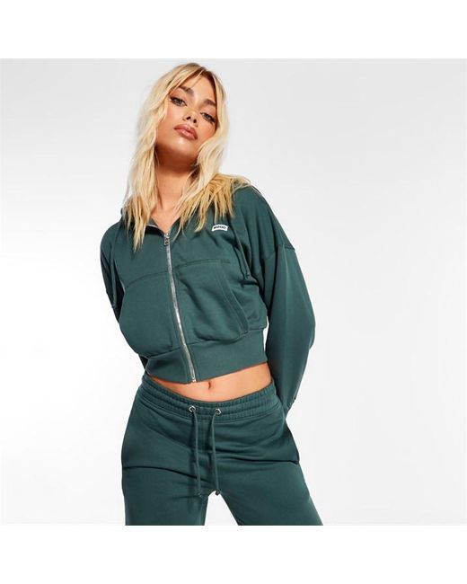 Missguided Co Ord MSGD Label Zip Cropped Hoodie