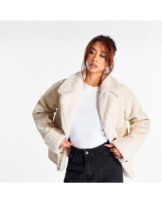 Missguided Reversible 2 in 1 Borg Aviator Jacket