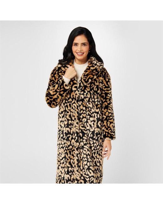 Biba x Tess Daly Leopard Faux Fur Coat