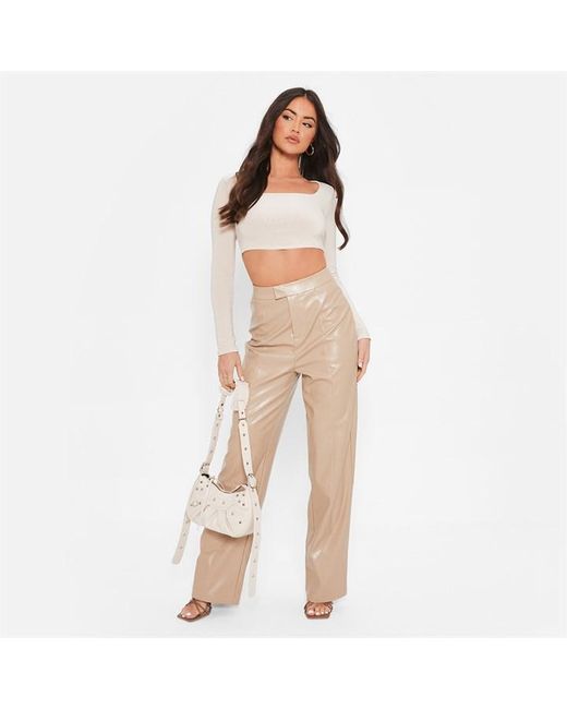 I Saw It First Pintuck Faux Leather Wide Leg Trousers