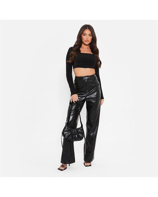 I Saw It First Pintuck Faux Leather Wide Leg Trousers