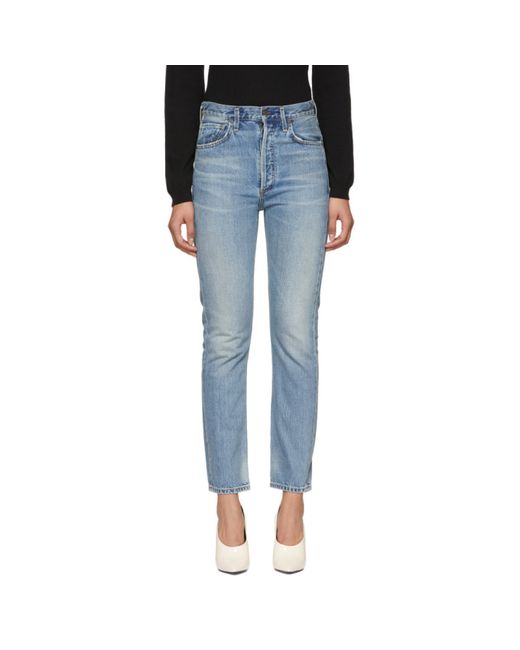 Citizens of Humanity Blue Charlotte High-Rise Straight Jeans