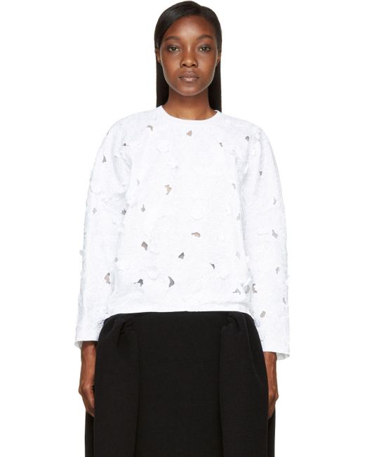 Giambattista Valli White Flower Cut-Out and Embroidered Shirt