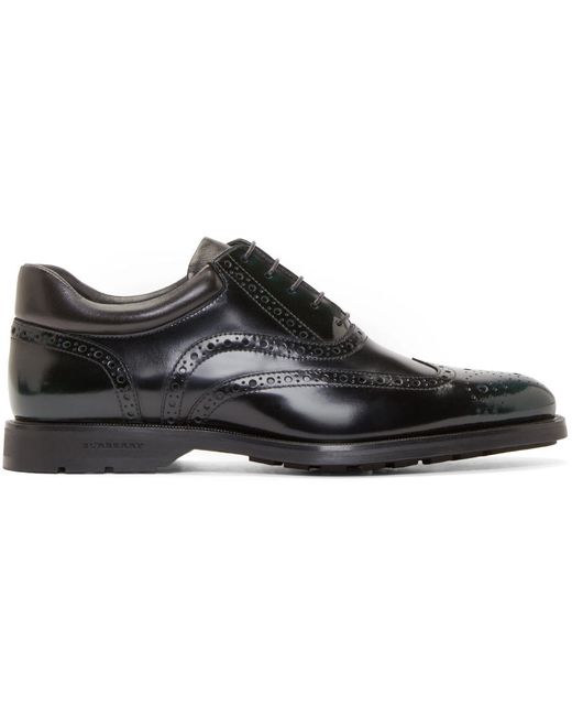 Burberry Black and Green Pakefield Brogues