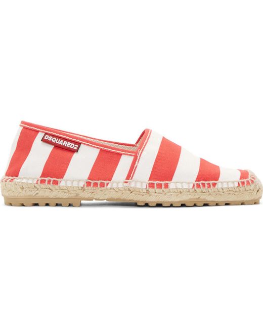 Dsquared2 White and Red Striped Espadrilles