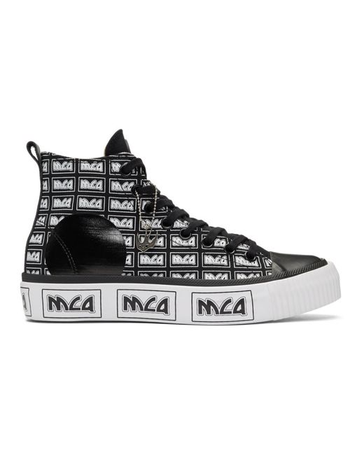 McQ Alexander McQueen Black Metal Logo Platform High-Top Sneakers