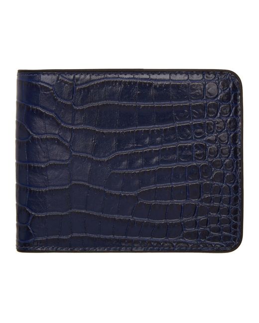 Dries Van Noten Blue Croc Bifold Wallet