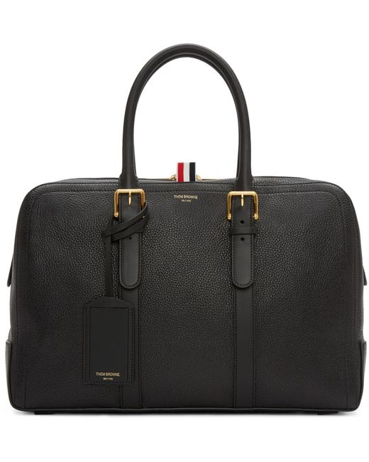 Thom Browne Black Leather Duffle Bag