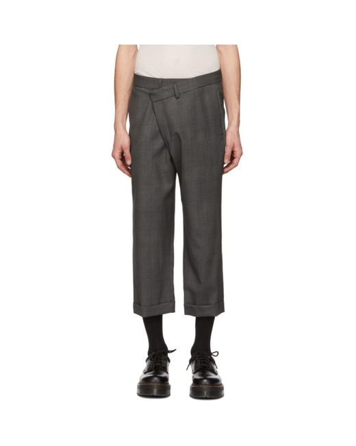 R13 Grey Check Cross Over Trousers
