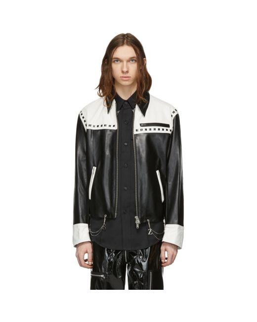 Sankuanz and White Leather Chain Jacket