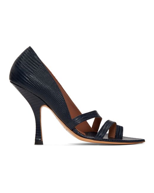 Y / Project Navy Snake Strap Heeled Sandals