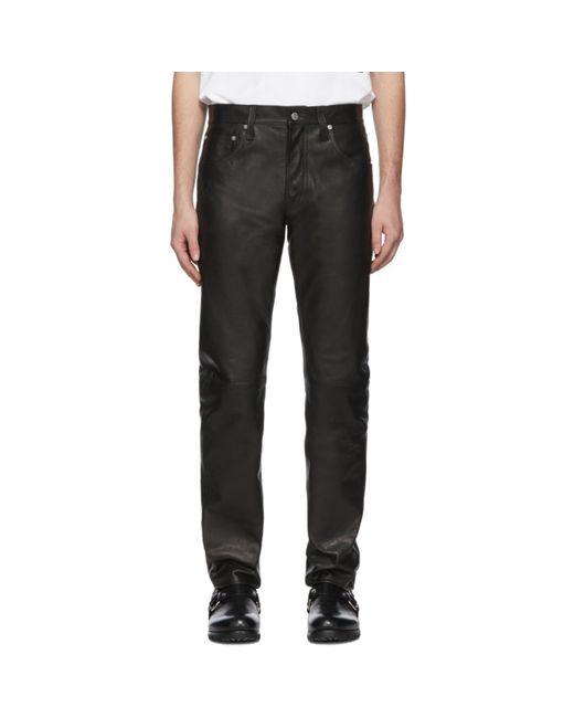 Helmut Lang Black Leather Masc HI Straight Jeans