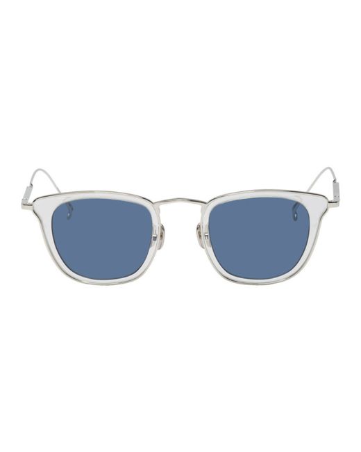 Issey Miyake Transparent and Blue Square III Sunglasses