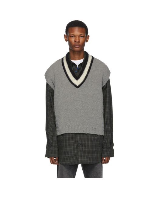 Off-White Grey and Wool Varsity Sleeveless Sweater