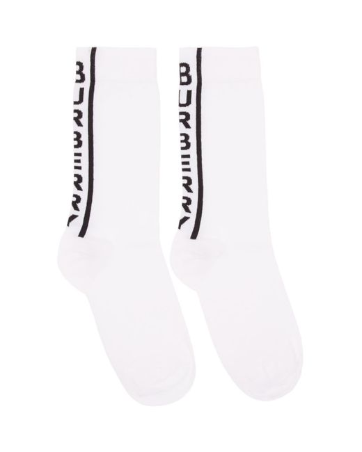 Burberry White and Black Logo Socks